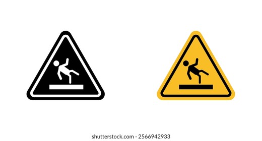 Slip Warning signs. vector signs set