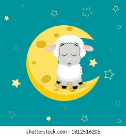 Sliping sheep. Can be used for kid's clothing. Use for print, surface design, fashion wear. For design of album, scrapbook, card and invitation