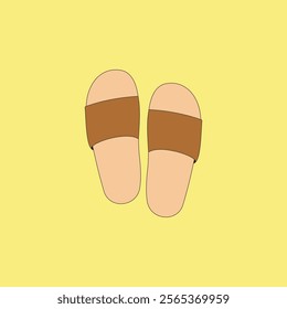 Slip-on open toe sandal vector illustration. Woman footwear