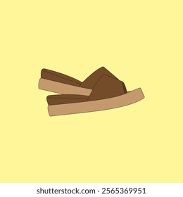 Slip-on sandal vector illustration. Open toe footwear on yellow background