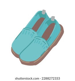 Slip-ons cartoon clipart. Summer shoes, casual footwear doodle isolated on white. Vector illustration in modern style..