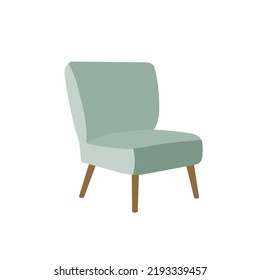 Slipper Chair Art, Icon, Graphic, Vector, Flat Design.