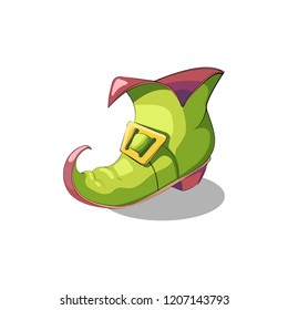 Slipper elf. Old medieval boot. Vector illustration.