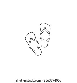 Slipper flip flops vector line icon design silhouette flat sign