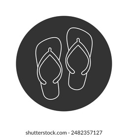 Slipper flip flops vector line icon design silhouette