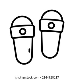 Slipper Icon. Line Art Style Design Isolated On White Background