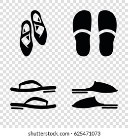 Slipper icons set. set of 4 slipper filled icons such as slippers, ballet shoes