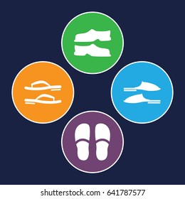 Slipper icons set. set of 4 slipper filled icons such as slippers