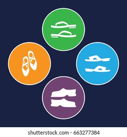Slipper icons set. set of 4 slipper filled icons such as slippers, ballet shoes