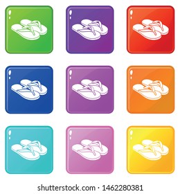 Slipper icons set 9 color collection isolated on white for any design