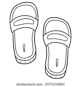 slipper illustration hand drawn outline vecto