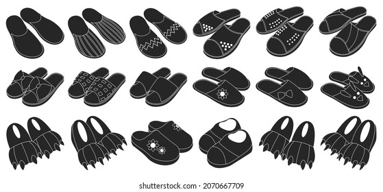 Icono de juego negro aislado por deslizador. Ilustración vectorial zapato de casa sobre fondo blanco. Disparador de iconos de conjunto negro vectorial.