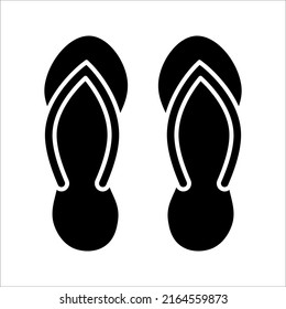 Slipper linear vector icon. Flip flops line thin sign. filled flat sign, solid pictogram isolated on white background.