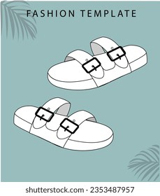 slipper sketch, fashion accesories template