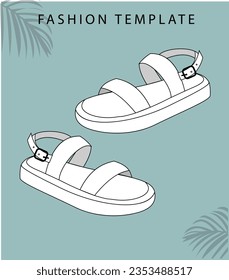 slipper sketch, fashion accesories template