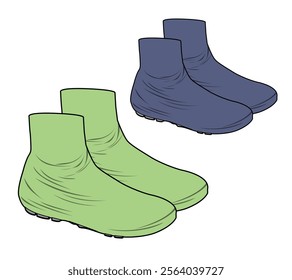 Slipper socks technical illustration vector mockup template.