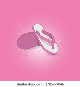 En verano, se pueden pasear en la playa zapatillas rosas con sombra y relieve. apto para banner, afiche, fondo, papel tapiz