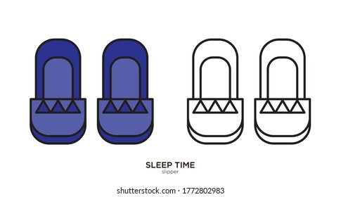 Slipper vector illustration lineal color and filled design