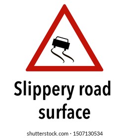 Slipperi road surface Information and Warning Road traffic street sign, vector illustration collection isolated on white background for learning, education, driving courses, sticker, icon.