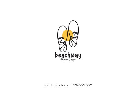 slippers beach lines logo symbol icon vector graphic design illustration