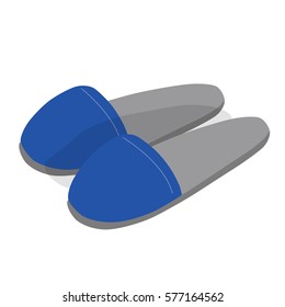 Slippers blue color. Vector illustration.