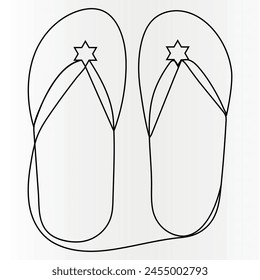 Slippers  continuous one line drawing of outline vector illustration


