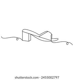 Slippers  continuous one line drawing of outline vector illustration

