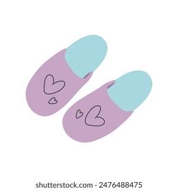 Zapatillas con lindos corazones. Vector.