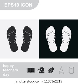 Slippers flat black and white vector icon.