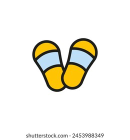 Slippers and flip flop icon. Color vector on white background.