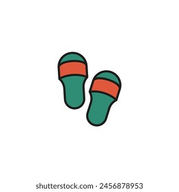 Slippers and flip flop icon. Color vector on white background.