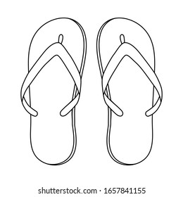 slippers flip flops, linear, cartoon, icon