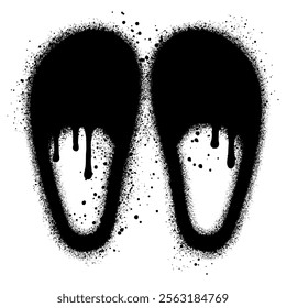 Slippers graffiti with black spray paint. vector illustration.