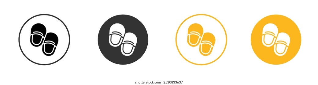 Hausschuhe-Symbol schwarz-weißes Vektorumrisszeichen