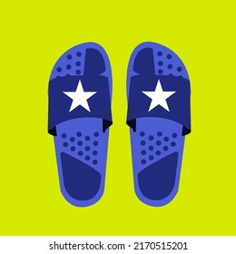 Slippers icon in cartoon style isolated on yellow background. Rest symbol stock vector illustration.
