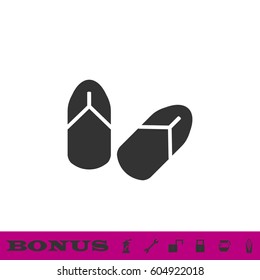 Slippers icon flat. Black pictogram on white background. Vector illustration symbol and bonus button