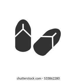 Slippers icon flat. Illustration isolated on white background. Vector grey sign symbol