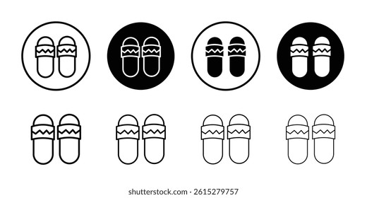 Slippers icon Flat simple outline set