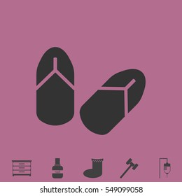 Slippers icon flat. Simple vector grey pictogram and bonus symbol