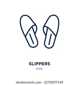 slippers icon from hotel collection. Thin linear slippers, foot, footwear outline icon isolated on white background. Line vector slippers sign, symbol for web and mobile