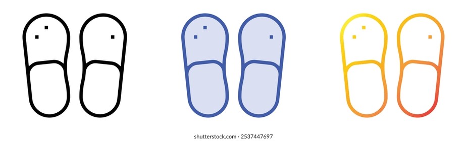 ícone chinelos. Design de estilo linear, preenchimento azul e gradiente isolado em plano de fundo branco