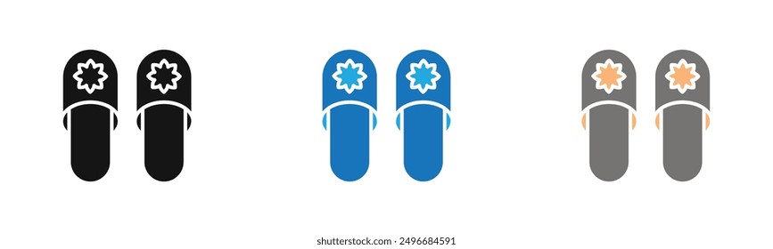 Slippers icon outline collection or set in black and white