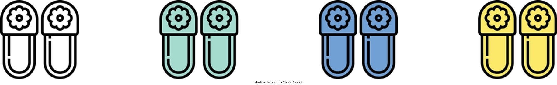 slippers icon. Outline, Green, Blue and Yellow Style Design Isolated On White Background