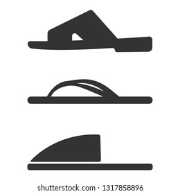 Slippers icon set. Simple set of slippers icons for web design isolated on white background. Vector fashion casual sandals Casual Sandals Vector fashion casual sandals for template. Concept tourism