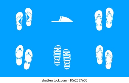 Slippers icon set. Simple set of slippers vector icons for web design isolated on blue background