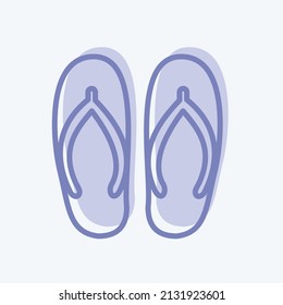Slippers Icon in trendy two tone style isolated on soft blue background