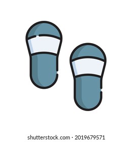 Slippers Icon Vector Illustration. Flat Outline Cartoon. Travel and Tourism Icon Concept Isolated Premium Vector