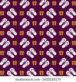 Slippers Icon Vector Illustration repeating trendy cute pattern colorful red background