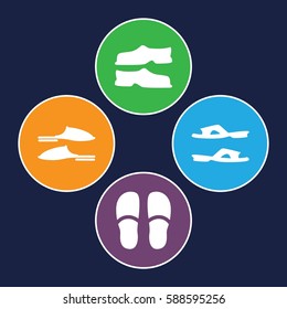slippers icons set. Set of 4 slippers filled icons such as 