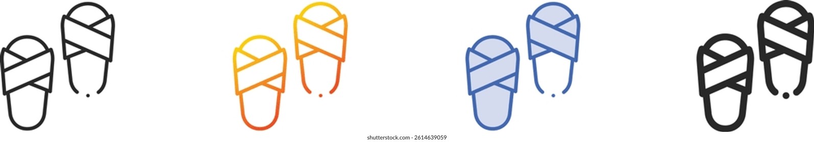 slippers icon.Thin Linear, Gradient, Blue Stroke and bold Style Design Isolated On White Background